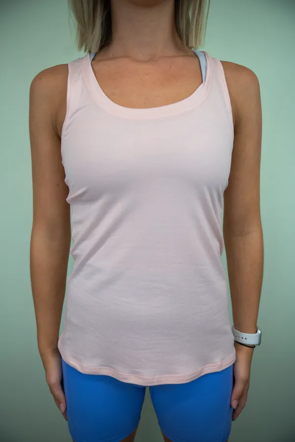 RunWell Brand Women's Swoop Neck Tank Top Heather Pink